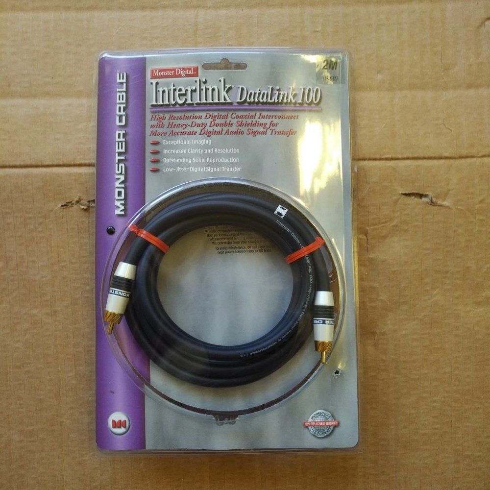 MONSTER INTERLINK DATALINK 100 COAXIAL DIGITAL AUDIO CABLE 24K GOLD CONNECTORS